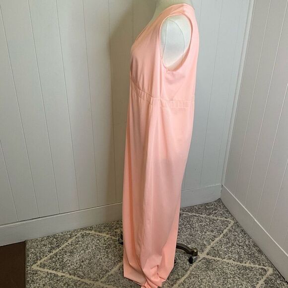Handmade Womens Size Medium Sleeveless Night Gown Orange Peach Maxi Length - Picture 7 of 9